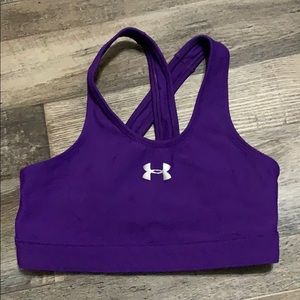 Purple underarmour cross back sports bra